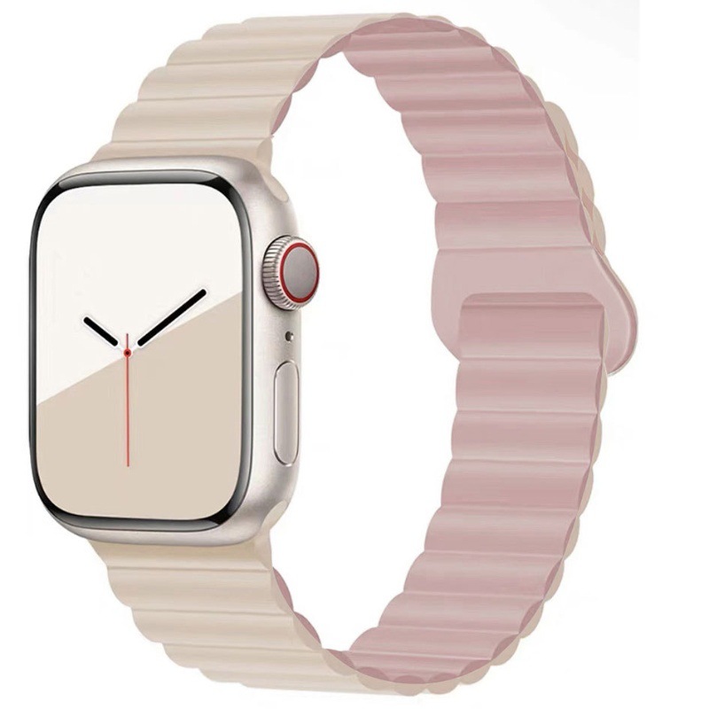 Correa de reloj de silicona bicolor adecuada para Apple iwatchs11, correa de reloj inteligente s10ultra con hebilla magnética