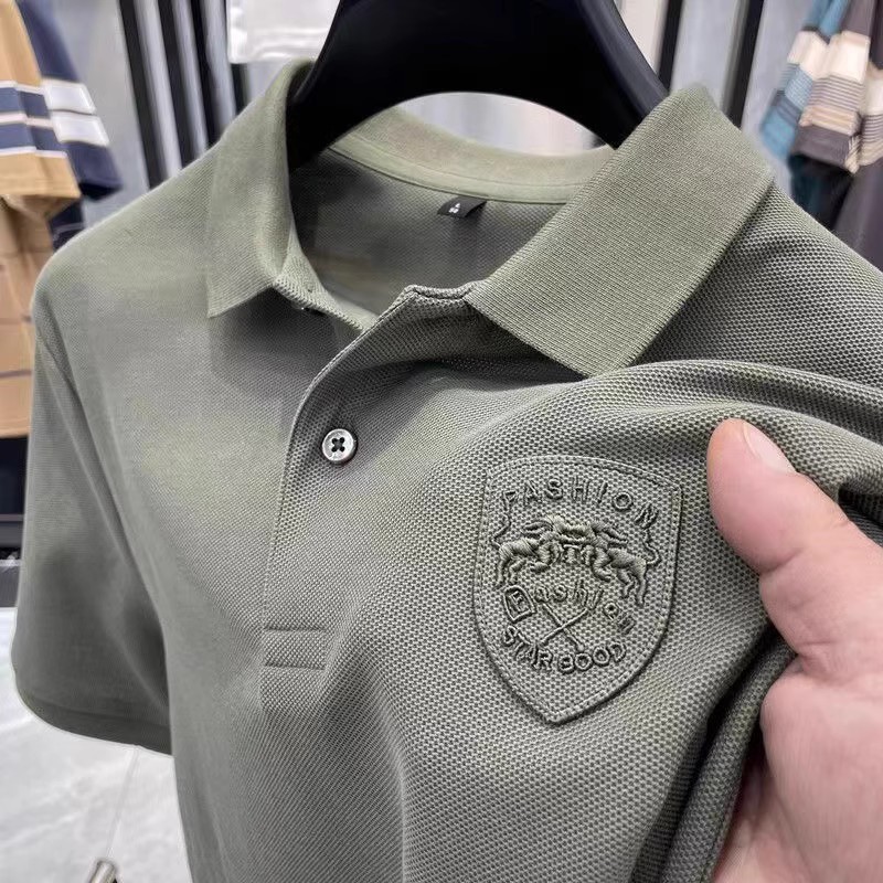 男士POLO衫高级感保罗翻领短袖夏季宽松大码休闲上衣服薄款男装