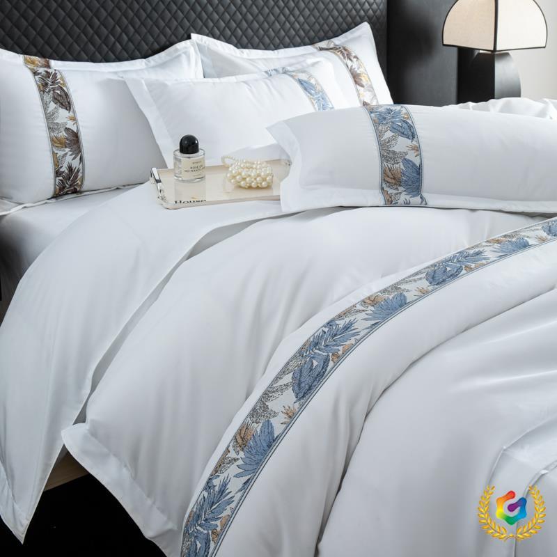 ♤ Hotel Bedding Four-Piece Set, White Sheets and Duvet Covers for Guesthouses, Linen Bed Sheets, Duvets, and Pillow Inserts