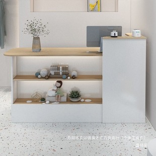 Cashier Counter Simple Modern Clothing Store Front Desk Women's Clothing Store Small Bar Table Manicure Reception Desk Wood