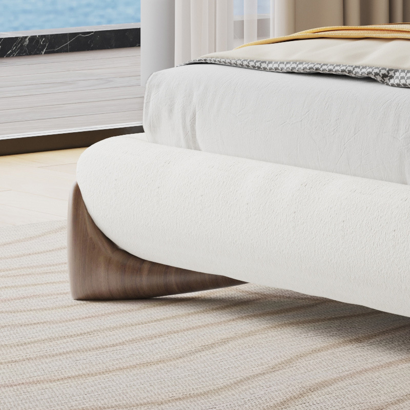 Italiano minimalista cama tela de cordero PORADA dormitorio crema estilo simple grande y pequeño apartamento suave bolsa doble boda image 6