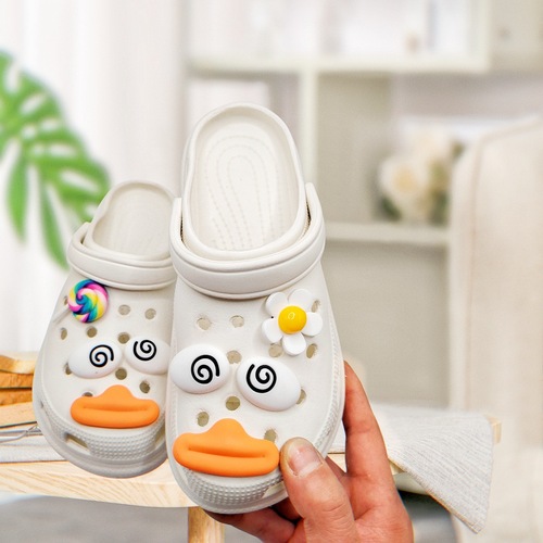 Cartoon Crocs Shoe Flower Accessories Funny Expression Shoe Accessories Eyes and Mouth Decoration Removable DIY Shoe Buckle Accessories