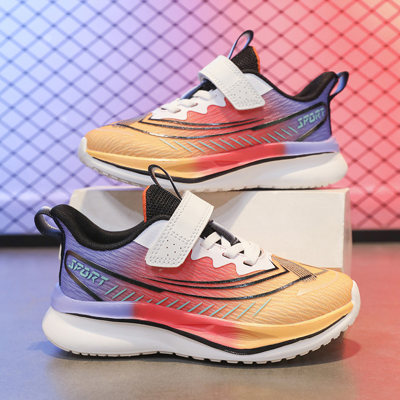 Zapatillas de Running con Velcro para Niños de Malla Transpirables y Antideslizantes para Pista