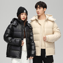 羽绒服男女冬季新款亮面可拆卸帽外套跨境户外工装保暖情侣面包服