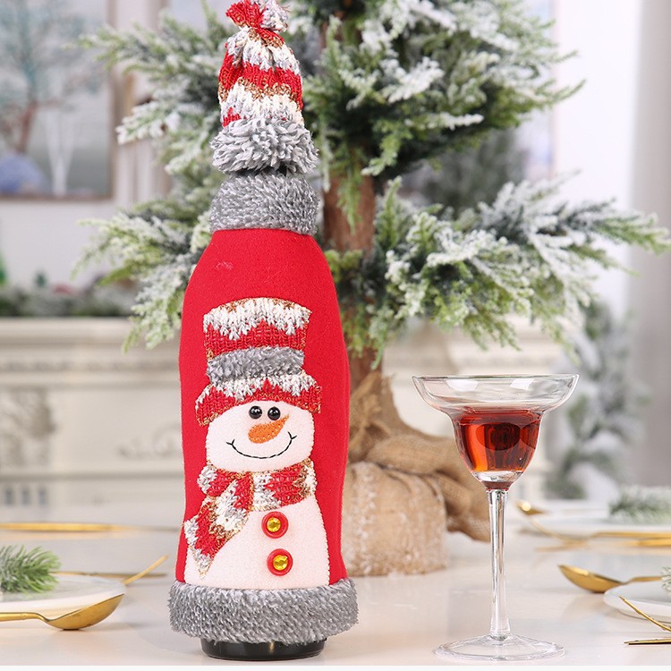 Bolsa de vino rojo de Navidad con gorra de tela de terciero decoración de restaurante cubierta de botella de vino