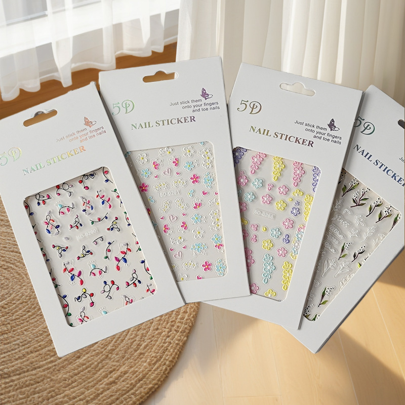 Cross-border embossed nail art decals 5D three-dimensional flowers butterfly nail stickers adhesive waterproof lasting nail art stickers Cross-border embossed nail art decals 5D three-dimensional flowers butterfly nail stickers adhesive waterproof lasting nail art stickers