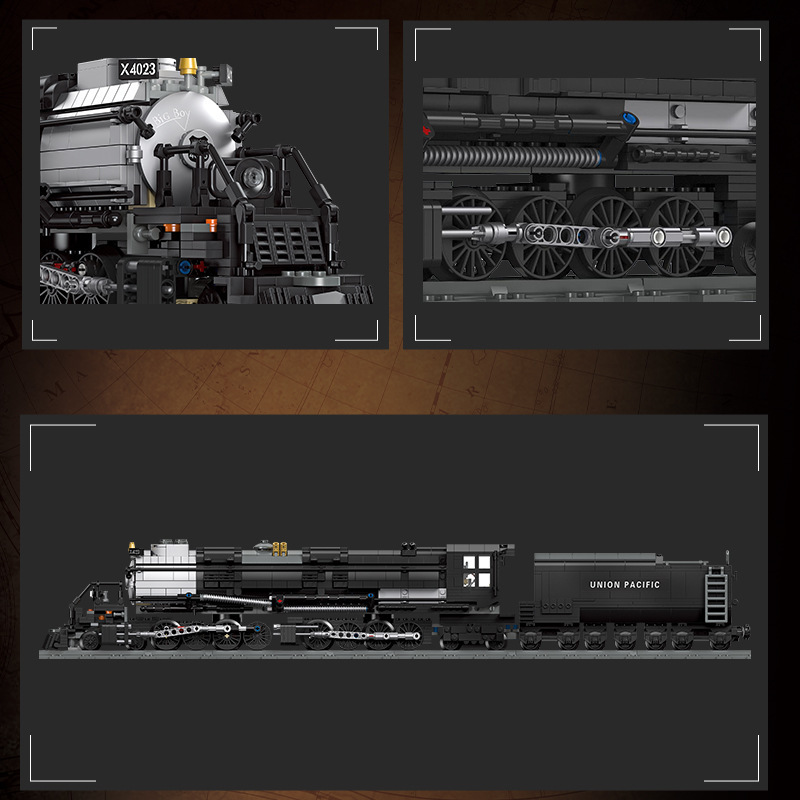 Jie Xing 59005 BIGBOY, tren de vapor retro, modelo de bloques de construcción, juguete de partículas pequeñas, regalo para niños.