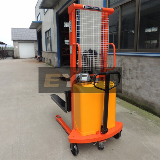 EY-PLSW1016计量式堆高车 计重记重量电动堆高叉车半电动升高车