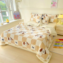 跨境双层羊羔绒被套毯冬季加厚儿童珊瑚绒单人双面绒毛毯沙发盖毯