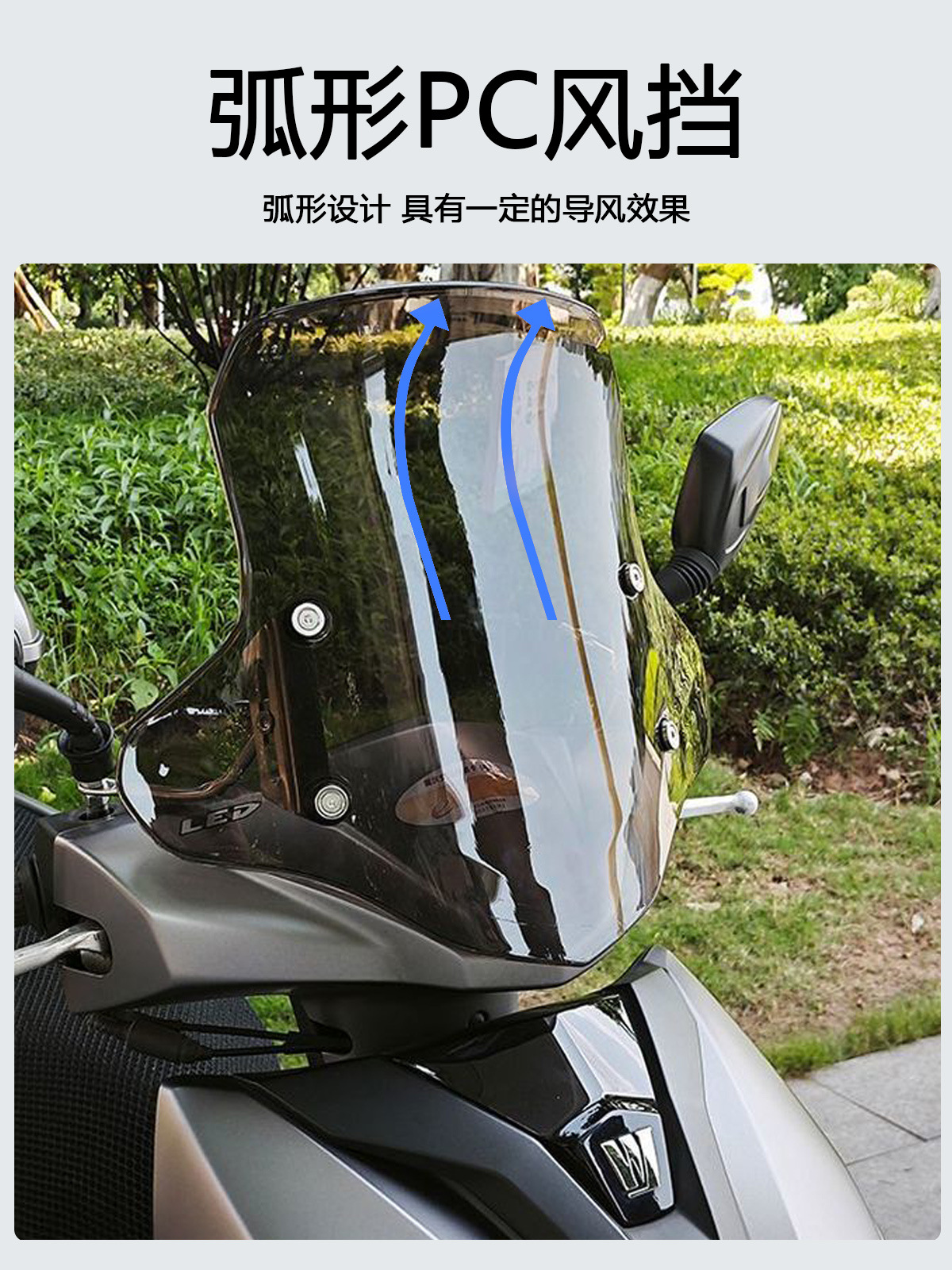 Suitable for New Dazhou Honda Split Blade/Split Road RX125 motorcycle, PC front windshield glass for modification