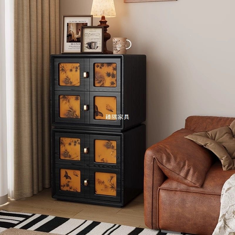 Gabinete combinado de módulo de armazón de madera maciza y hilo de nube medieval, gabinete de tarjeta de sala de estar, nuevo gabinete de televisión chino, gabinete de cabezal de cama combinado