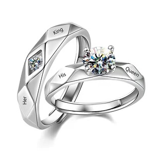 Hot selling Korean-style couple's finger pair live platinum plated men's and women's ring lettering Her King His queen
