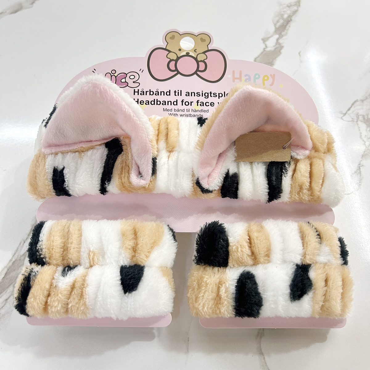 Banda de cabello de moda con tarjeta de papel dulce decoración de animales pequeños de peluche de lavado banda de cabello de dibujos animados correa de muñeca tridimensional