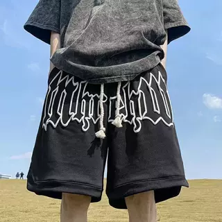 2025欧美新款短裤男女夏季复古篮球休闲裤宽松高街潮牌运动五分裤