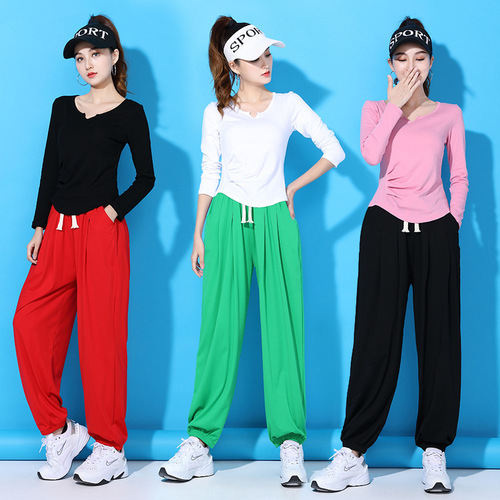 Tingziyi square dance clothing new tops spring and summer cotton T performance modern classical shuffle dance basic training clothes