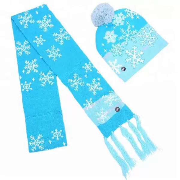 Hat, scarf, set, with snowflakes