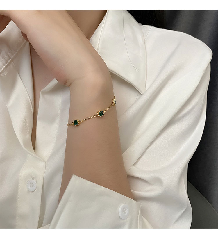 Fashion Geometric Titanium Steel Inlay Zircon Bracelets 1 Piece