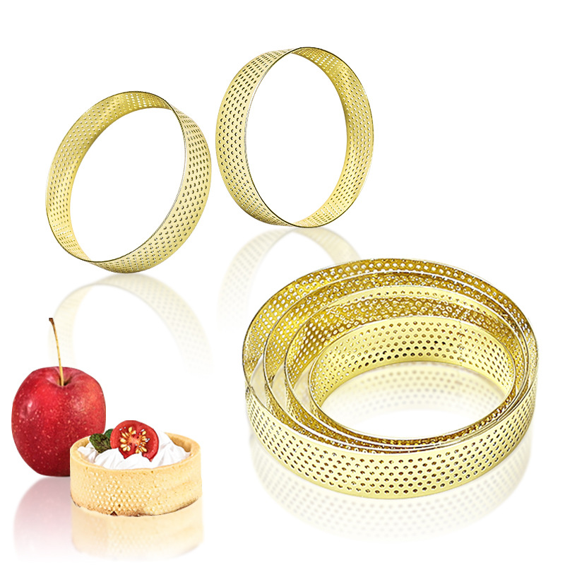 Gold-plated 430 stainless steel round punching tower ring