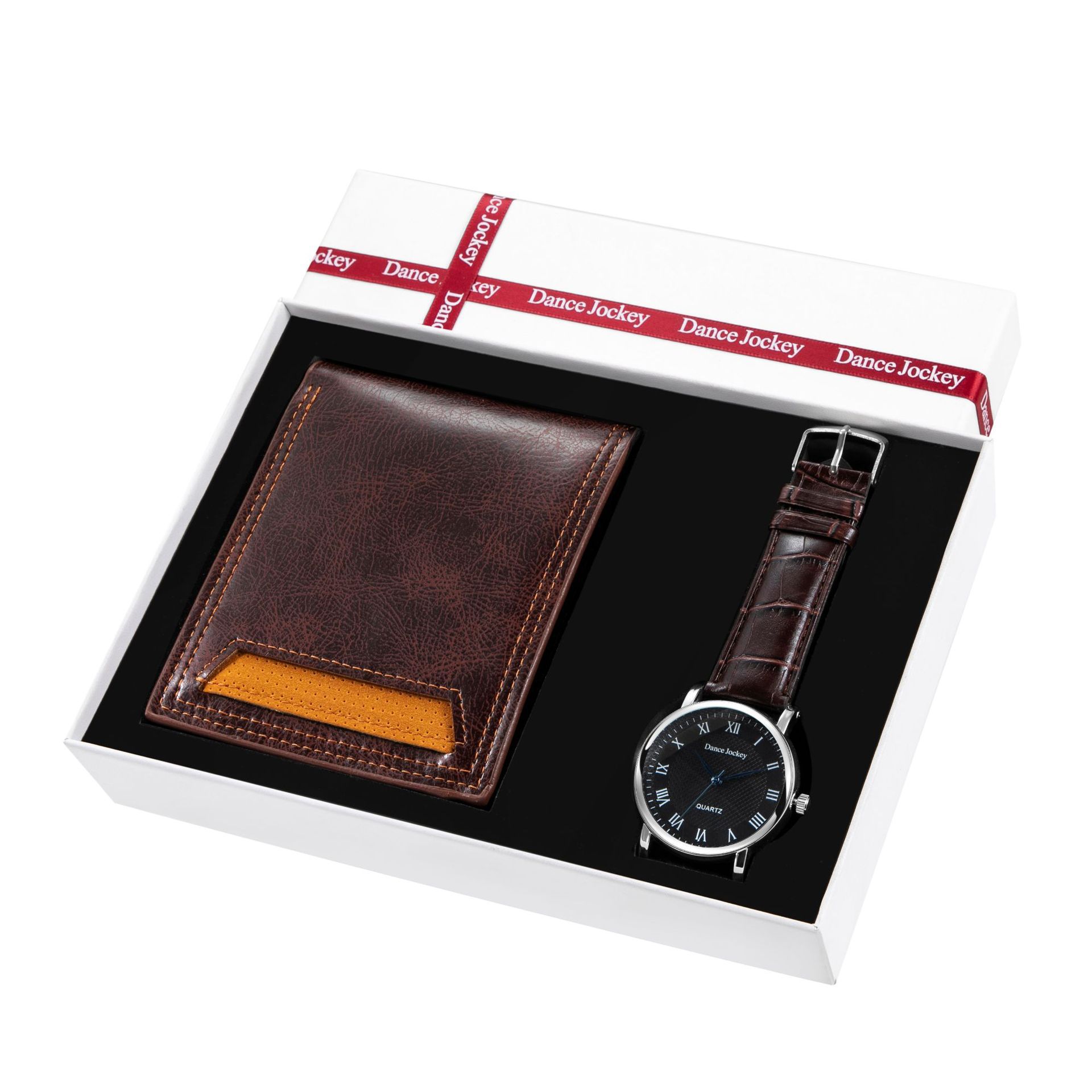 Neues Stil Geschenkbox-Set Herrenuhr Brieftasche Set Herrengürtel Quarzuhr Brieftasche Kreatives Set_voghion.com