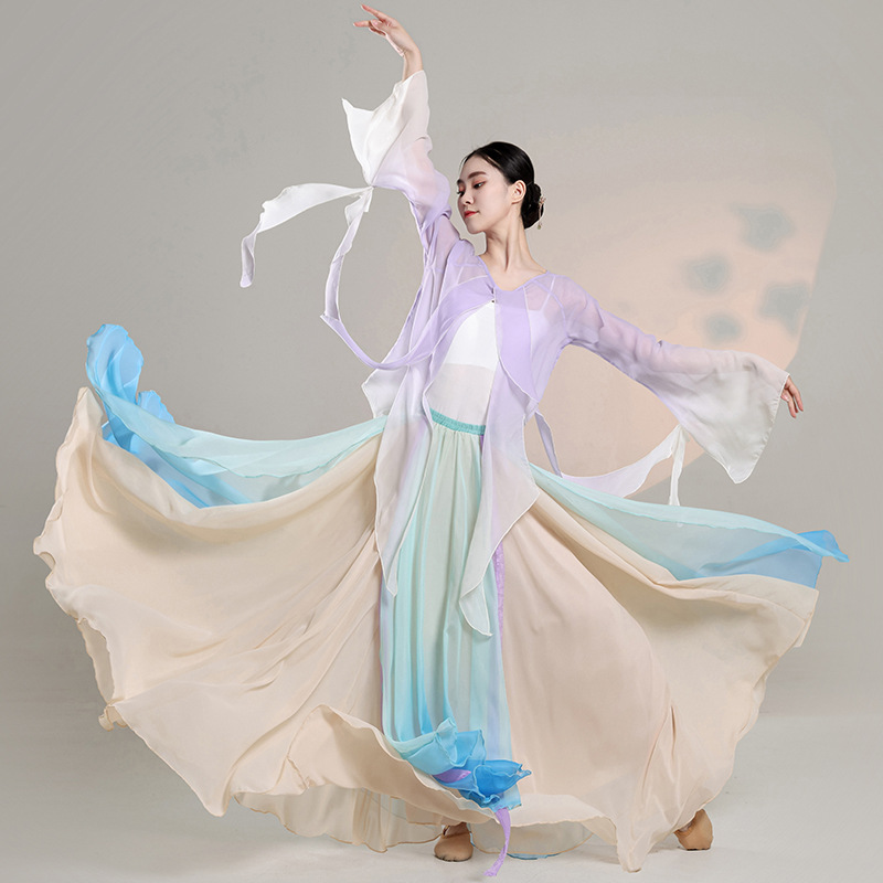 古典舞衣服练功服古典舞蹈服女飘逸仙气衣汉服上衣风演出服套装女