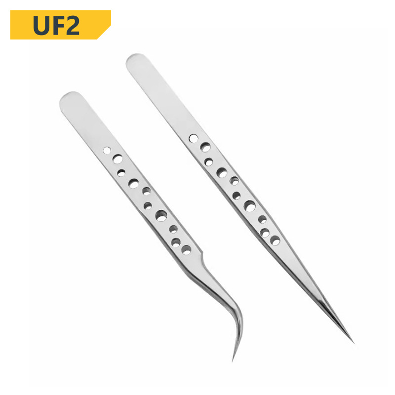 不锈钢带孔镊子手机维修镊子超硬加厚加长镊子尖头弯尖头夹子摄子