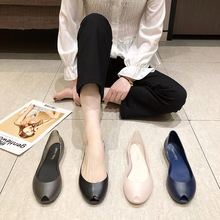 果冻鞋女鱼嘴平底透明水晶塑料凉鞋泰国网红纯色浅口低帮单鞋跨境