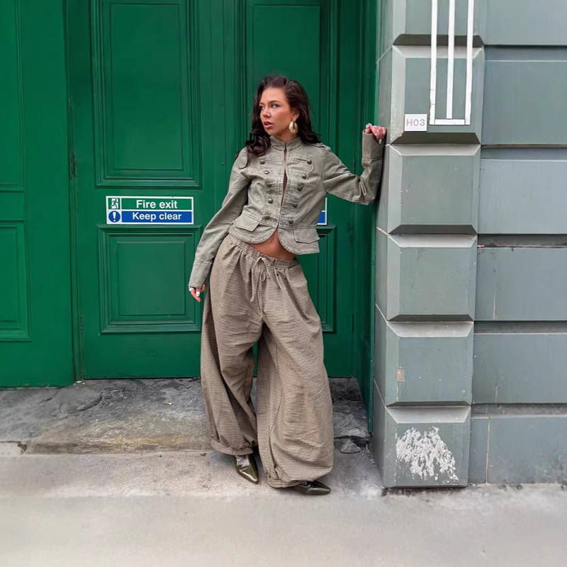 Cross-Border 2026 New Women's Fashion Spring and Autumn Versatile Exquisite High-End Retro Style Buttoned Military-Style Solid Color Women's Jacket Cross-Border 2026 New Women's Fashion Spring and Autumn Versatile Exquisite High-End Retro Style Buttoned Military-Style Solid Color Women's Jacket