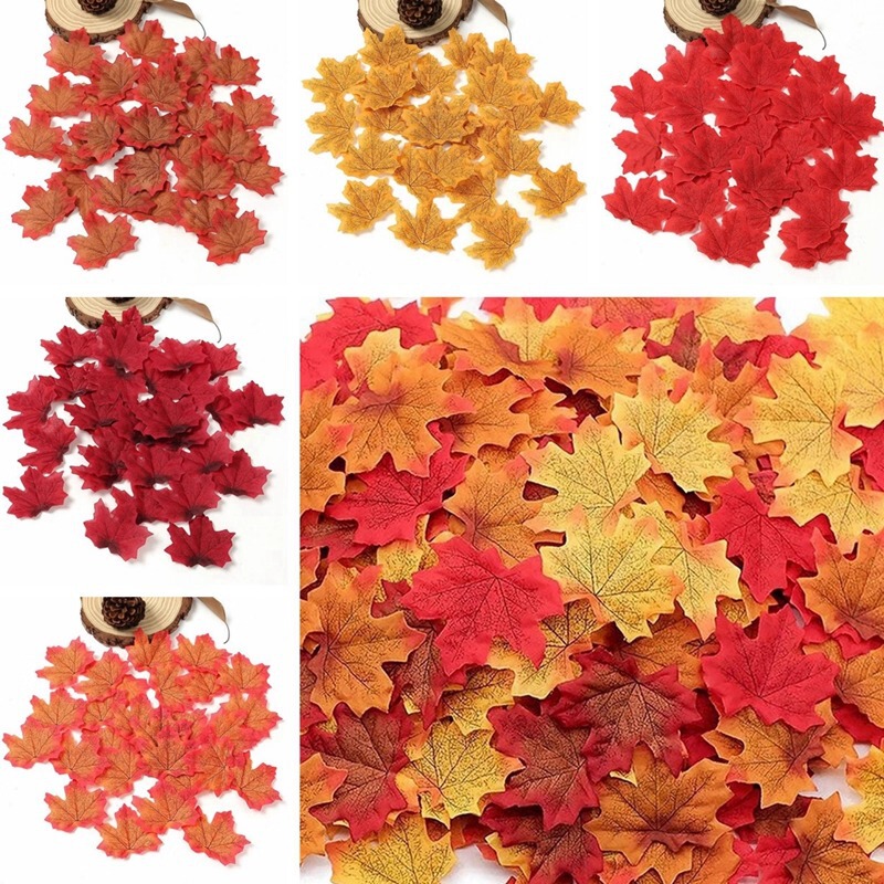 Simulated Fake Maple Leaves, Home Autumn Landscaping Props, Window Decorations, Kindergarten DIY Single Leaves