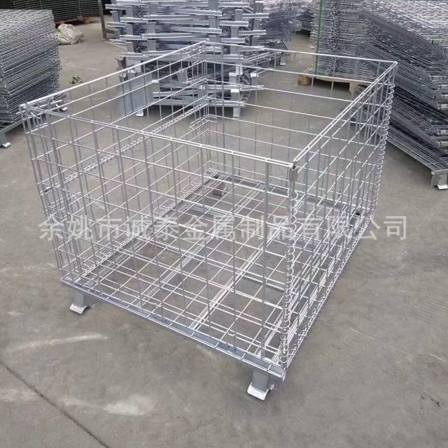 绍兴仓储笼金属笼储物框物流搬运折叠网格箱铁框可折叠带轮蝴蝶笼