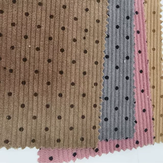 新款8条灯芯绒小点点印花几何爱心胶浆印花面料发饰头圈罩衣箱包