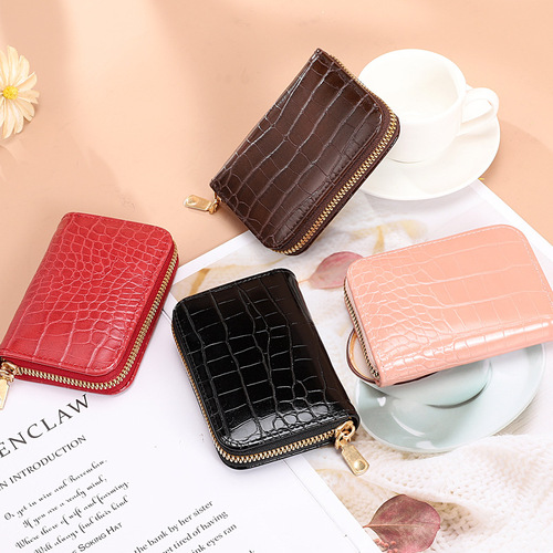 Summer multi-slot stone pattern card holder, women's short zipper card holder, football pattern card holder wholesale, women's card holder