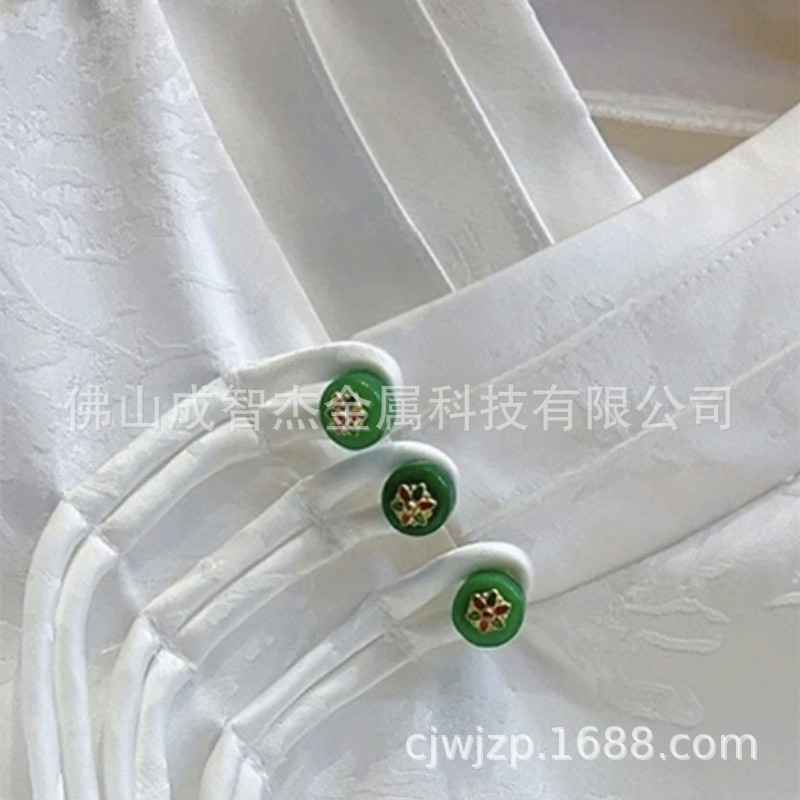 国风钮扣菩瑶系列石材扣子 产品做在服饰上展示效果 新中式服饰扣