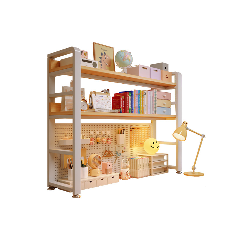 Estante de almacenamiento de escritorio estante de almacenamiento de escritorio estante de almacenamiento de estudiantes dormitorio simple sin perforación estante vertical de hierro forjado