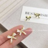 Silver needle, universal earrings from pearl, silver 925 sample, Korean style, french style, flowered, wholesale