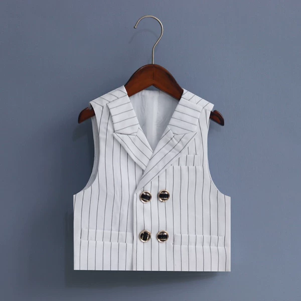 23928 white striped single vest