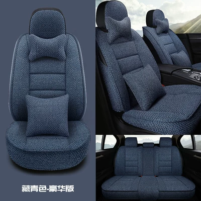 Surrounded Seat Cover, Seat cushion, seat cover - navy-blue-five-seater-luxury-version-of-the-whole-car-headrest2-pillow2