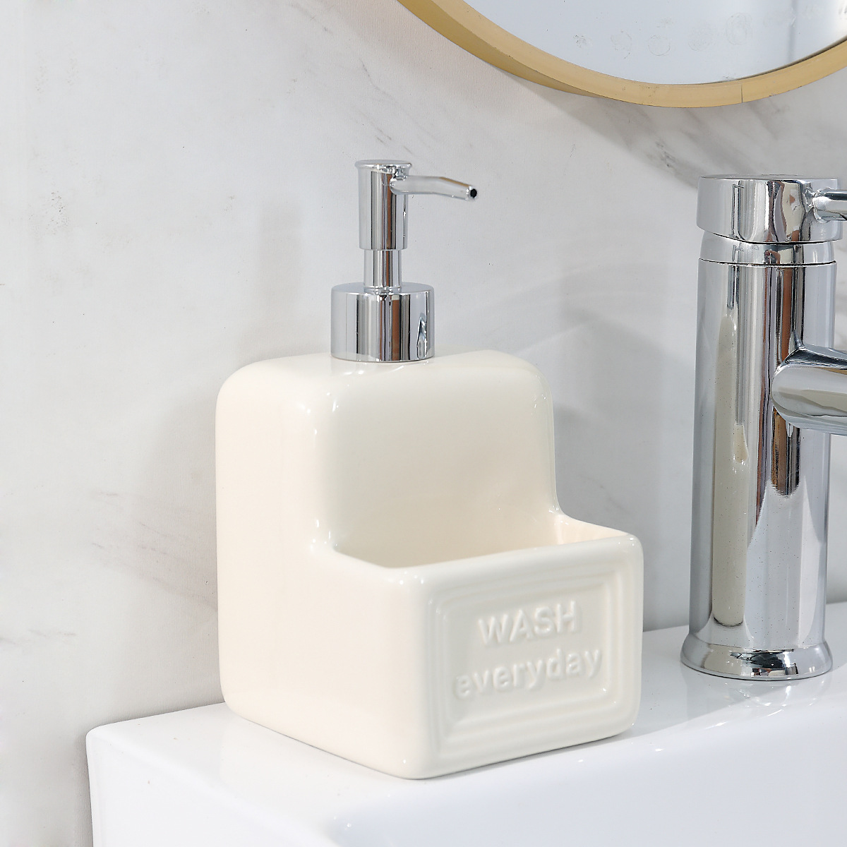 Dispensador de jabón de manos para lavabo de cerámica, dispensador de champú, dispensador de gel de ducha, dispensador de jabón para platos, dispensador de desinfectante de manos