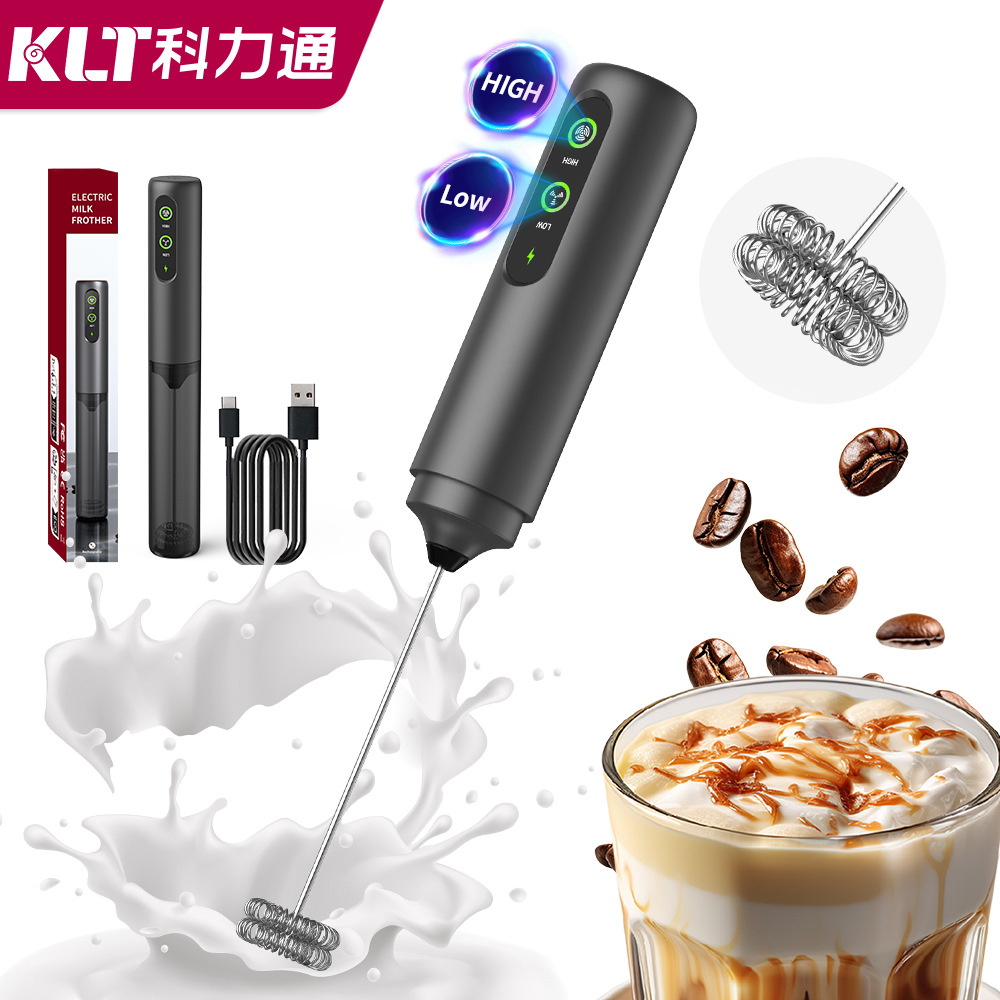 Espumador de leche eléctrico creativo KLT, mini batidor de leche inteligente para café, fabricante de fuente de leche