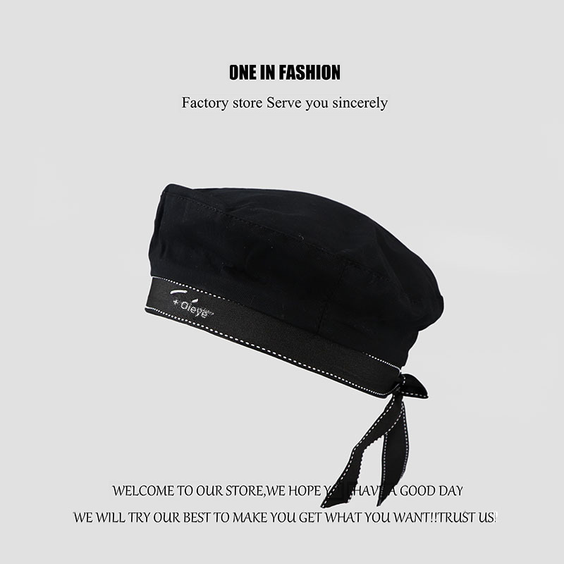 Niedliche Baskenmütze im japanischen Stil für Damen, dünne weiße Marinemütze, Matrosenmütze, schwarze Uniformmütze im College-Stil_voghion.com