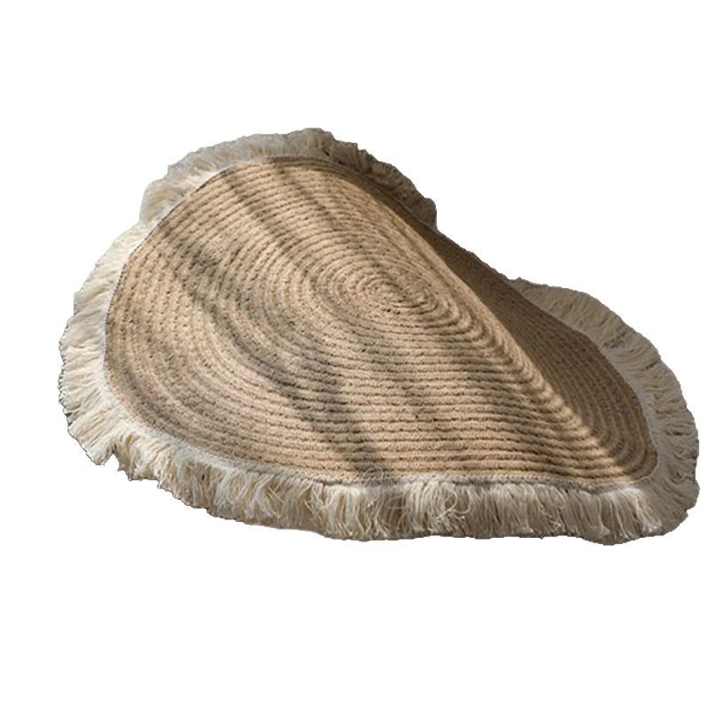 北欧綿とリネン織りタッセルフロアマットロープ織り床窓カーペットB&B装飾書斎ティーシートティーラウンドテーブルマット