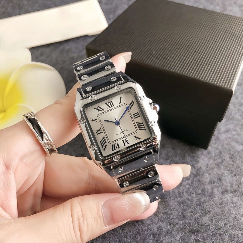 New European and American Square Large Dial Women's Watch Quartz Movement Stainless Steel Light Luxury Chain Strap Watch Unisex