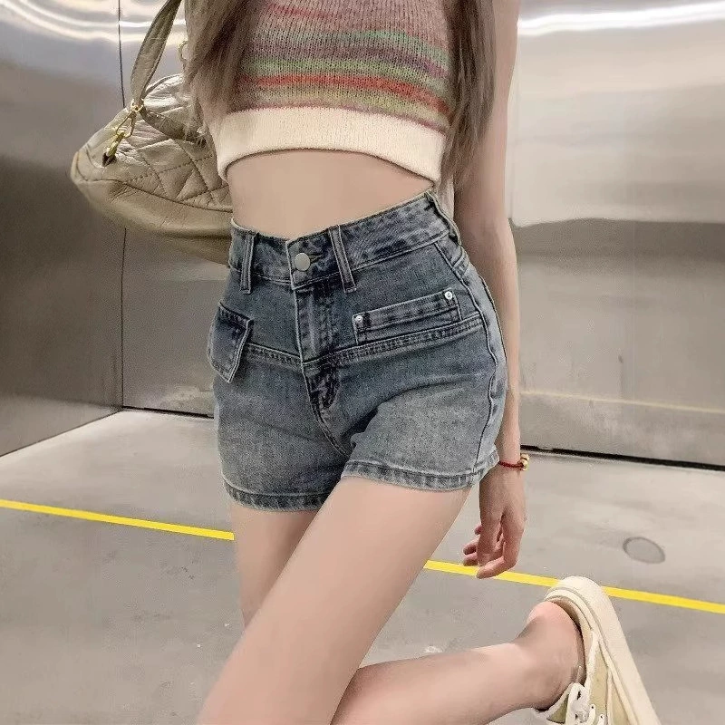 Горячие девушки ретро джинсовые шорты женские новые американские ns прилив с высокой талией и тонким словом