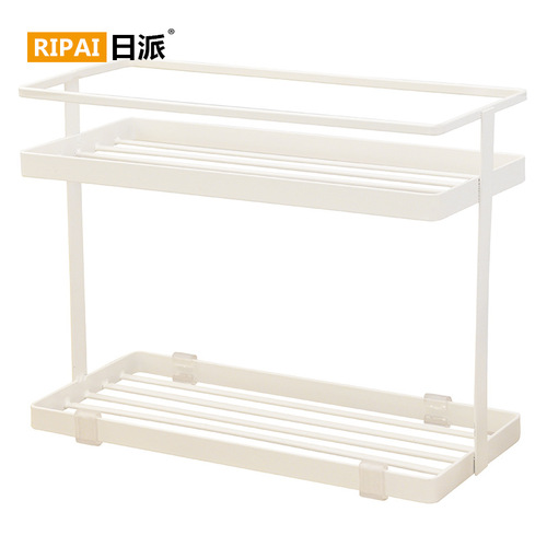 Japanese kitchen storage rack countertop double-layer spice rack bathroom washbasin organizer multi-purpose iron storage rack