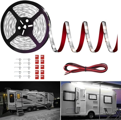 RV sunshade light camper 5050 white warm white waterproof 12V light strip commissary self-adhesive light strip (Roof Light)