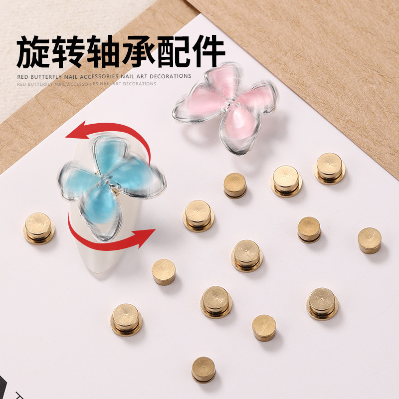Nail Art Rotating Bearing Accessories 360-Degree High-Speed Rotating Bead Rotating Nail Art Diamond Ornaments Can Rotate and Stick to Butterflies