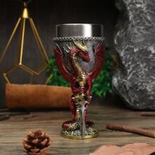 复古欧式翼龙双手剑高脚杯立体浮雕不锈钢酒杯个性节日礼品