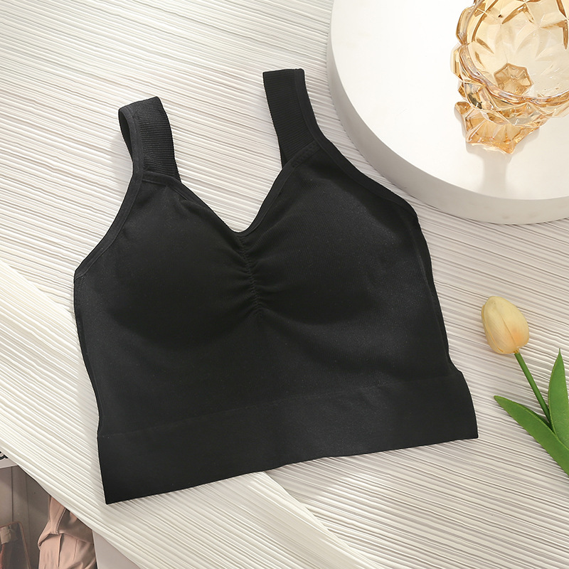 Nuevo Chaleco de copa de una sola pieza fijo Adelgazamiento de ajuste delgado de las mujeres con almohadilla para el pecho desgaste interior y exterior Bottoming envuelto pecho Sling top