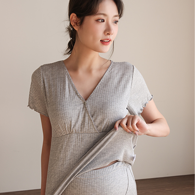 Breastfeeding Pajamas, Short Plus-Size Maternity Wear, Summer and Autumn Thin Style, Maternity and Postpartum Nursing Tops, Loungewear Breastfeeding Pajamas, Short Plus-Size Maternity Wear, Summer and Autumn Thin Style, Maternity and Postpartum Nursing Tops, Loungewear