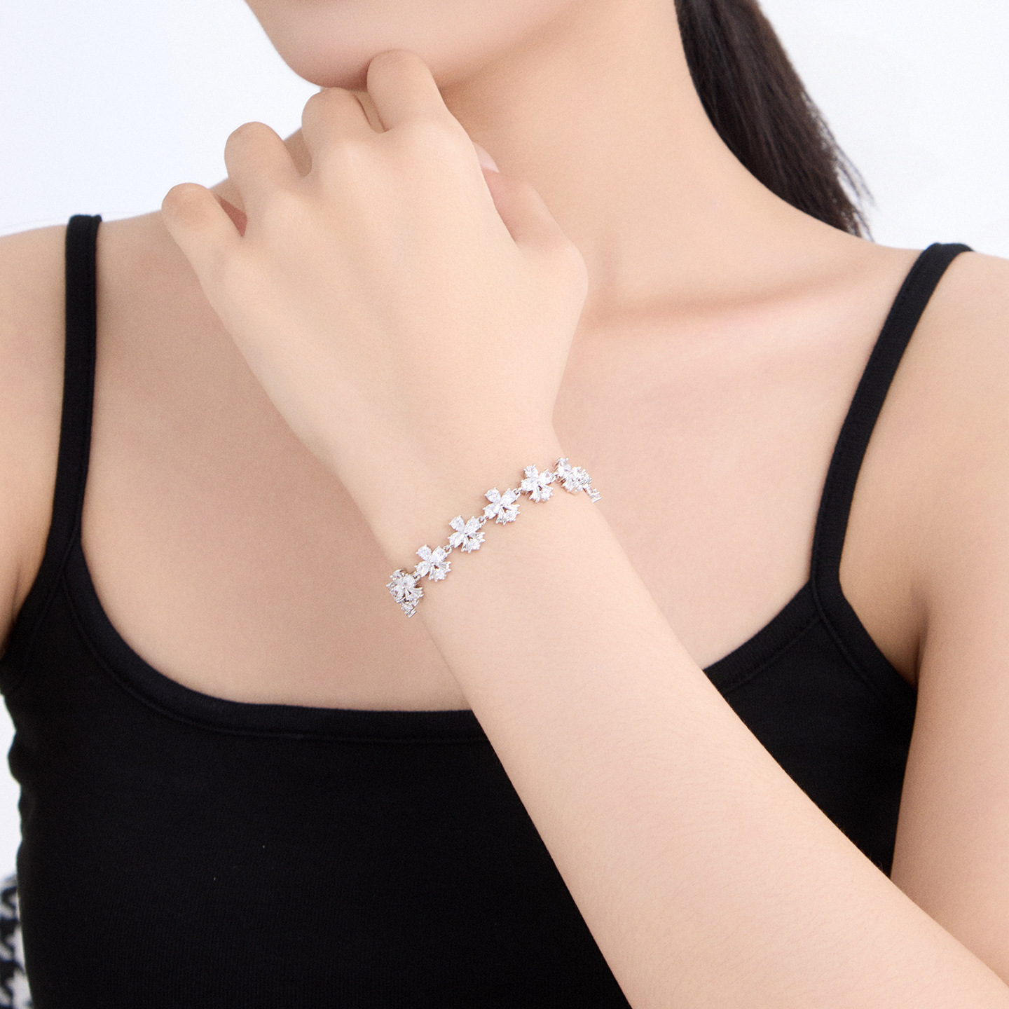 Pulsera de Flores con Gemas de Aleación de Cobre, Galvanizado, para Mujer image 3