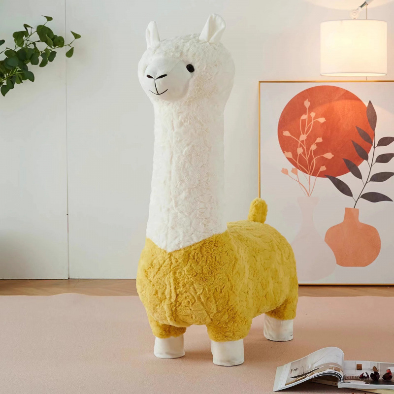 Internet celebridad creativa taburetes de alpaca de tamaño grande sala de estar adornos de suelo asiento de animales de peluche regalo de mudanza de nuevo hogar